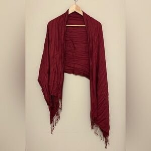 Elegant Burgundy Pashmina with Fringe